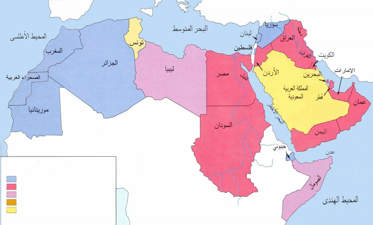 خارطه الوطن العربي , اعرف اماكن البلاد العربية بالخريطة