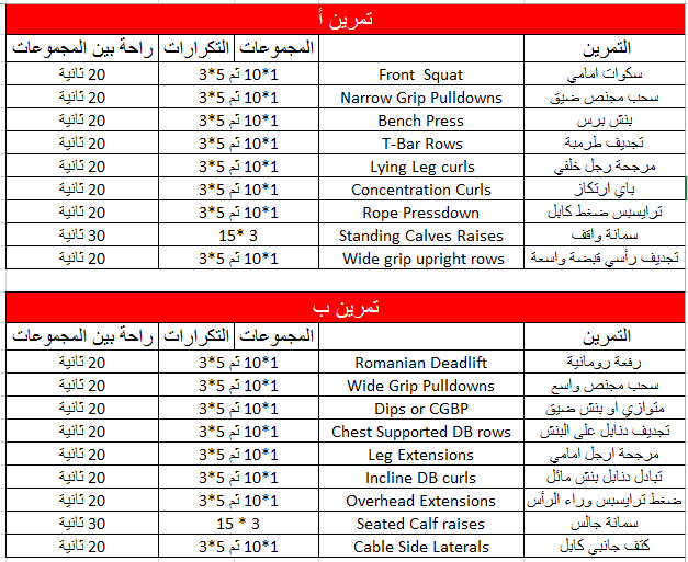 برنامج كمال اجسام - جدول تدريب لياقه بدنيه 319 1