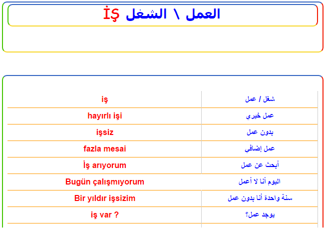 تعلم تركي - كلمات مفيده باللغه التركيه مترجمه 4460