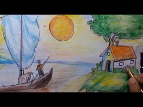 رسم منظر طبيعي سهل للاطفال , اسهل الرسومات للاطفال